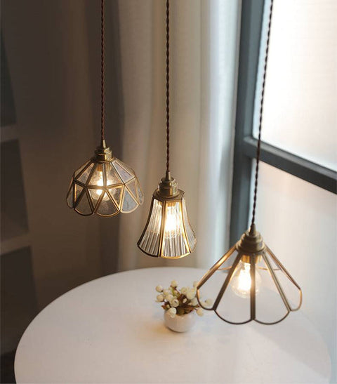 Brass Glass Pendant Light | Elegance Touch | Warm Ambiance