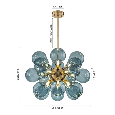 Cluster Blue Glass Bubble Chandelier | 18-Light Glass Globe Cluster Design | Perfect for Living Rooms, Dining Areas & Foyers