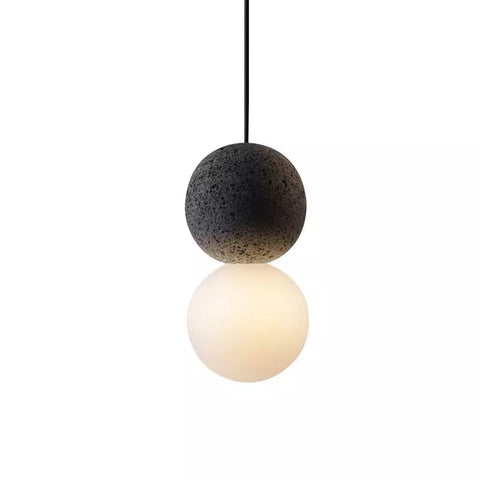 Origo Pendant Lamp | Unique Volcanic Rock & Opal Glass Design