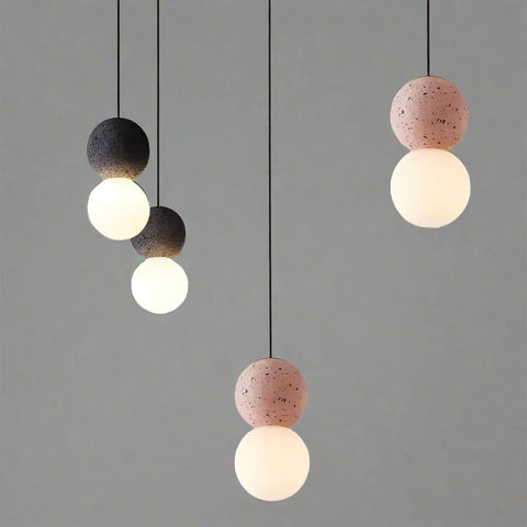 Origo Pendant Lamp | Unique Volcanic Rock & Opal Glass Design