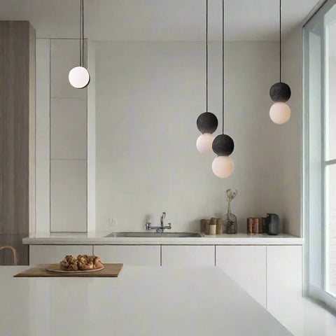 Origo Pendant Lamp | Unique Volcanic Rock & Opal Glass Design